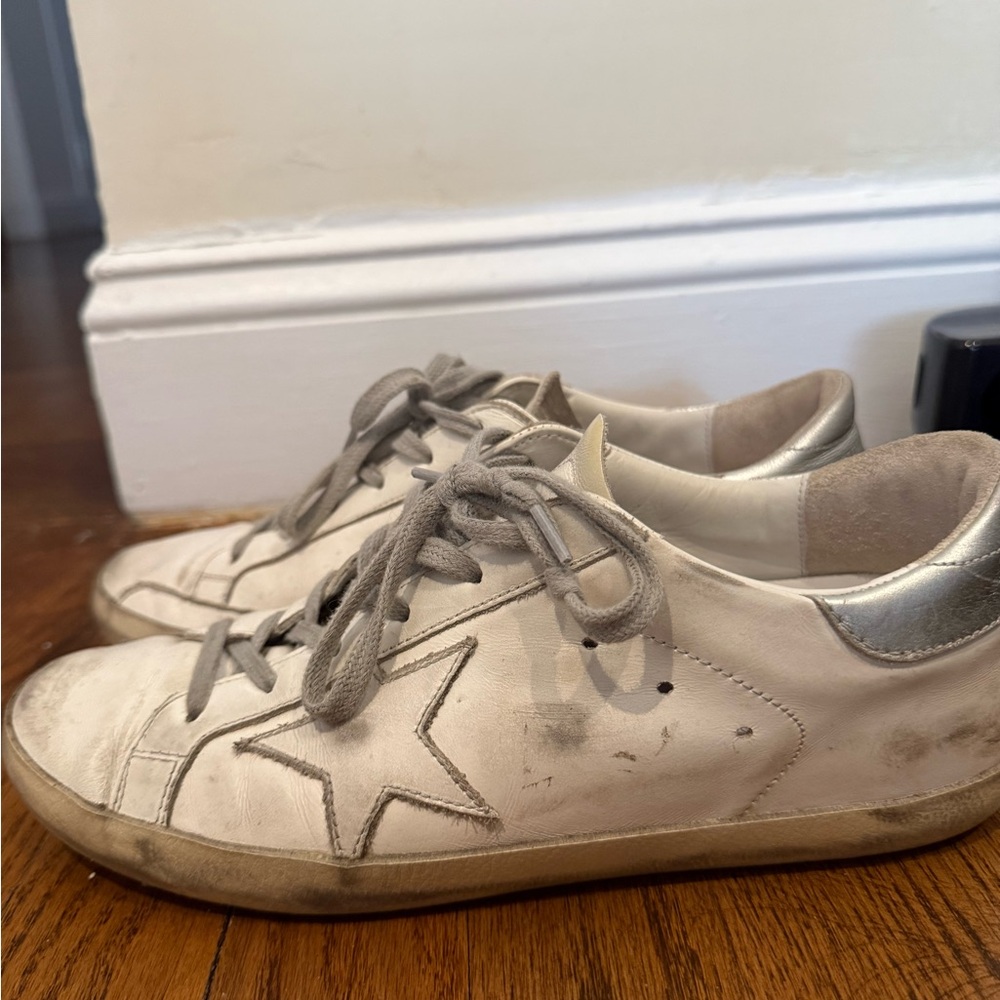 White and Silver Star Sneakers